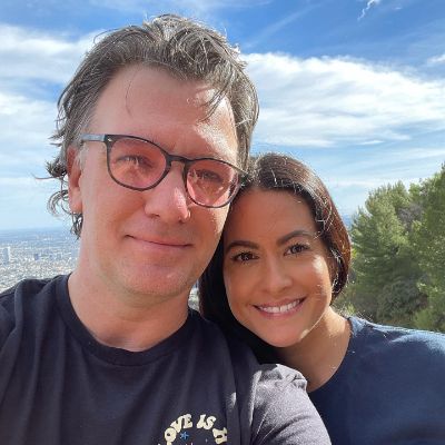 JC Chasez and his current girlfriend, Jennifer HuYoung, on Valentine's Day supporting each other.